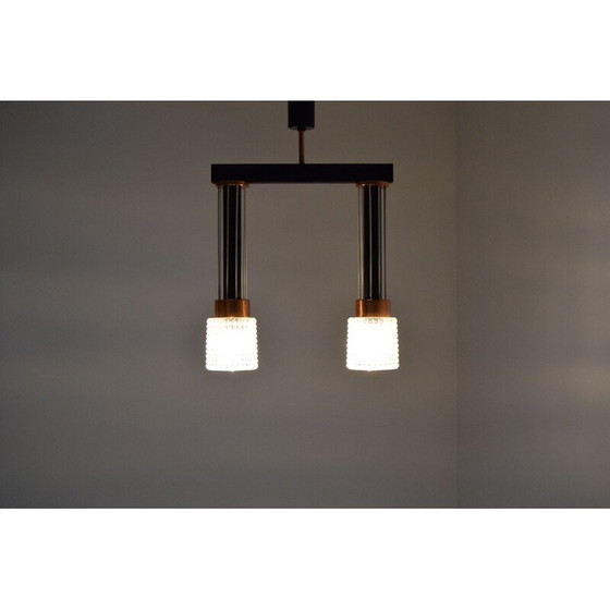 Image 1 of Suspension vintage en métal et laiton par Drukov, Tchécoslovaquie 1960