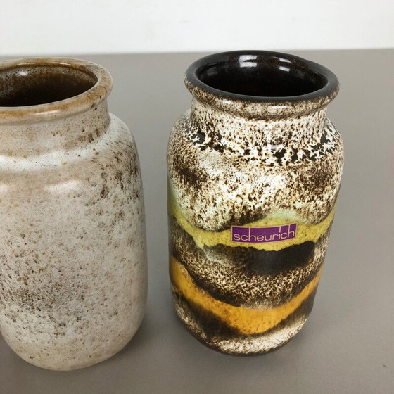 Image 1 of Ensemble de 5 vases vintage en céramique de lave grasse de Scheurich, Allemagne 1970