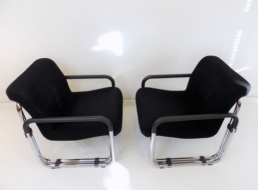 Ensemble de 2 fauteuils Bauhaus en acier (1970)