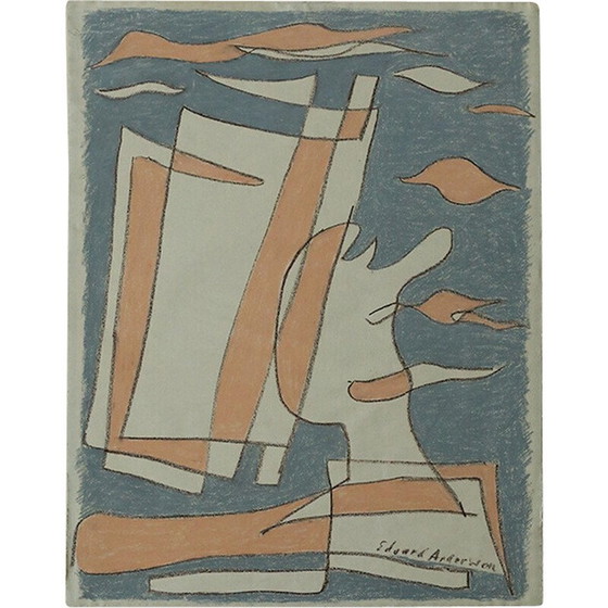 Image 1 of Dessin au pastel vintage d'Edvard Andersson