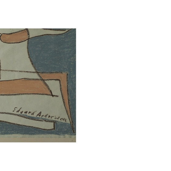 Image 1 of Dessin au pastel vintage d'Edvard Andersson