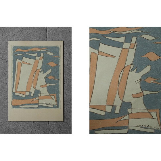 Image 1 of Dessin au pastel vintage d'Edvard Andersson