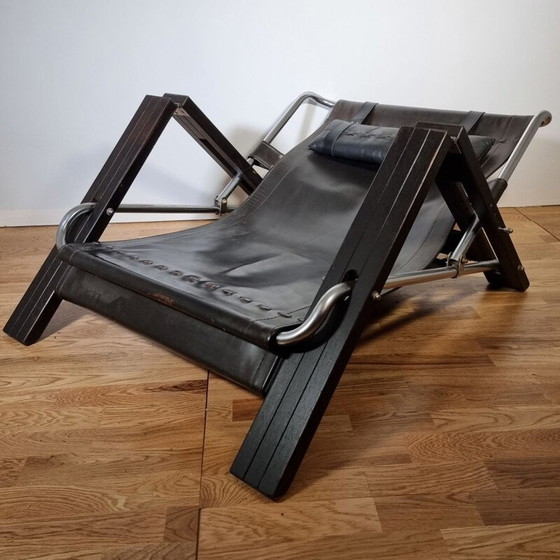 Image 1 of Paire de fauteuils vintage en bois et cuir par Sonja Wasseur pour Wasseur Studio, Pays-Bas 1960