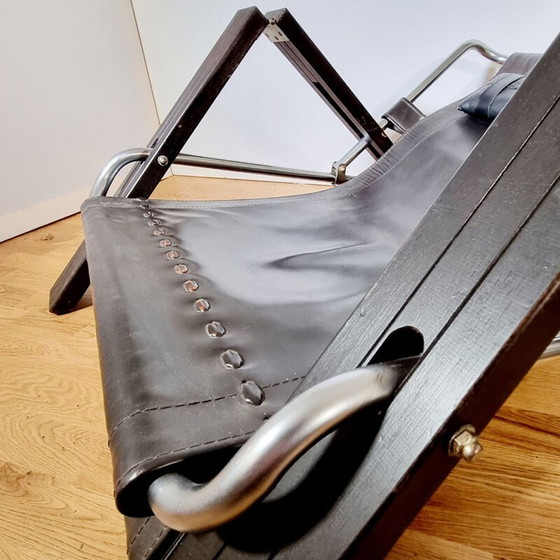 Image 1 of Paire de fauteuils vintage en bois et cuir par Sonja Wasseur pour Wasseur Studio, Pays-Bas 1960