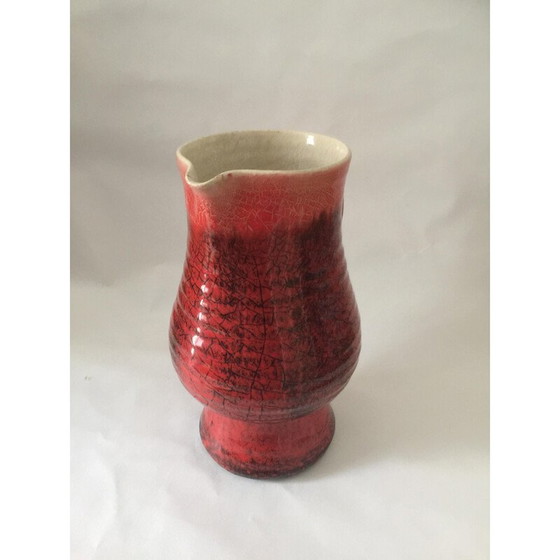 Image 1 of Vase vintage Accolay en céramique émaillée rouge