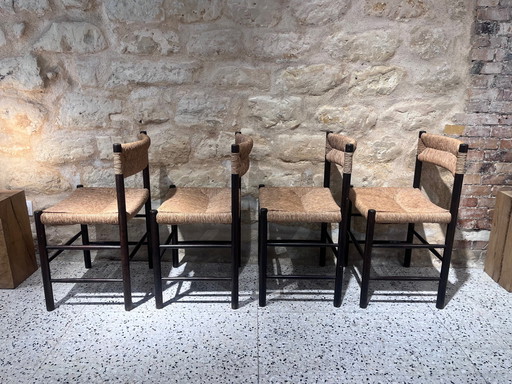 Lot De 4 Chaises Modèle Dordogne De Sentou, Éditées Par Robert Sentou, Circa 1950