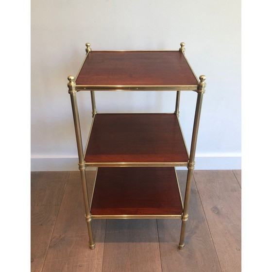 Image 1 of Bout de canapé vintage en acajou et laiton pour Maison Jansen, France 1940s