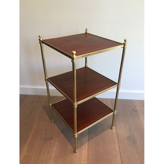 Image 1 of Bout de canapé vintage en acajou et laiton pour Maison Jansen, France 1940s