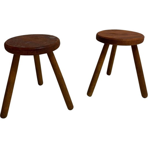 Paire de tabourets tripodes scandinaves vintage