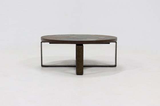 Image 1 of Table basse ronde vintage brutaliste