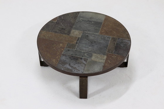 Image 1 of Table basse ronde vintage brutaliste