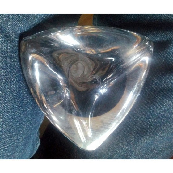 Image 1 of Lampe vintage en cristal Lorraine avec abat-jour en rhodoïd plissé, 1950