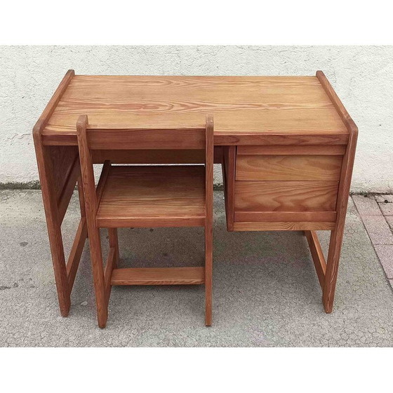 Image 1 of Bureau et chaise vintage avec pieds en traîneau, 1970