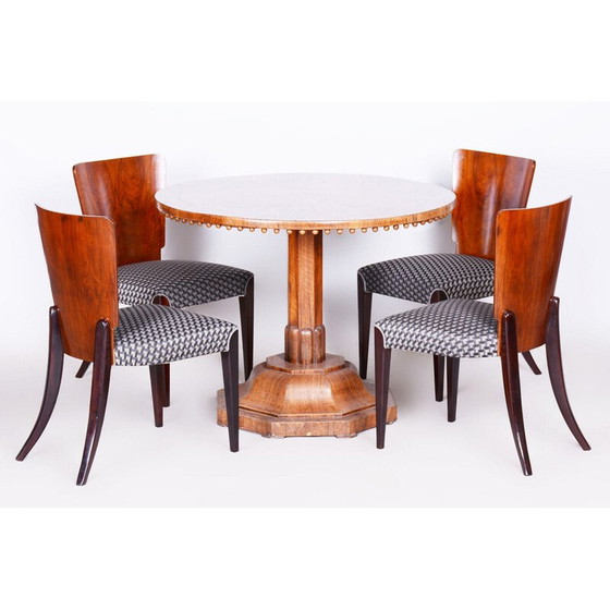 Image 1 of Ensemble de 4 chaises Art déco vintage en hêtre et noyer par Jindrich Halabala pour Up Zavody, Czec