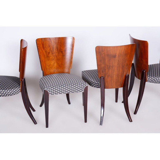 Image 1 of Ensemble de 4 chaises Art déco vintage en hêtre et noyer par Jindrich Halabala pour Up Zavody, Czec