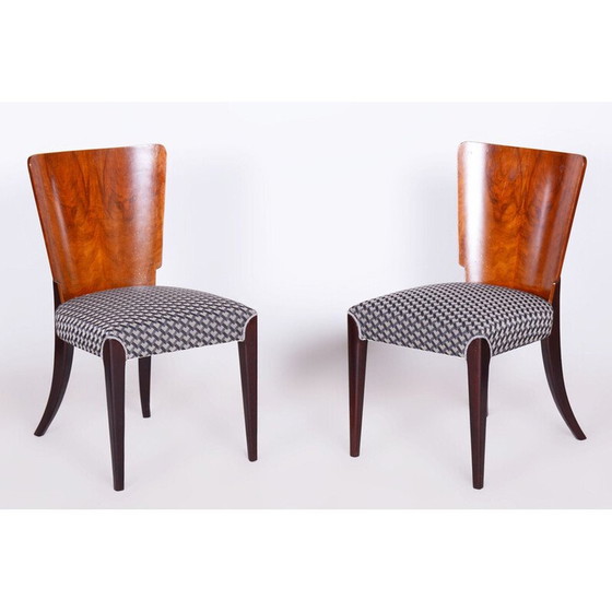 Image 1 of Ensemble de 4 chaises Art déco vintage en hêtre et noyer par Jindrich Halabala pour Up Zavody, Czec