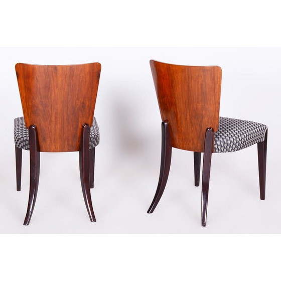 Image 1 of Ensemble de 4 chaises Art déco vintage en hêtre et noyer par Jindrich Halabala pour Up Zavody, Czec