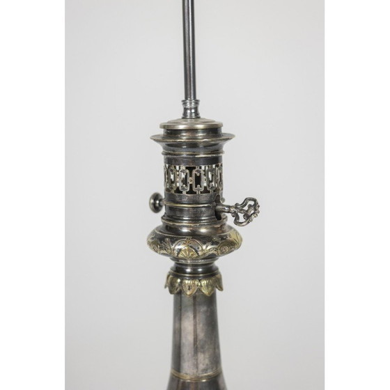 Image 1 of Paires de lampes vintage en métal et bronze argenté, France 1880