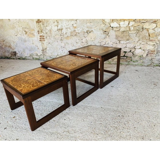 Image 1 of Tables gigognes vintage en teck et céramique, Danemark 1960