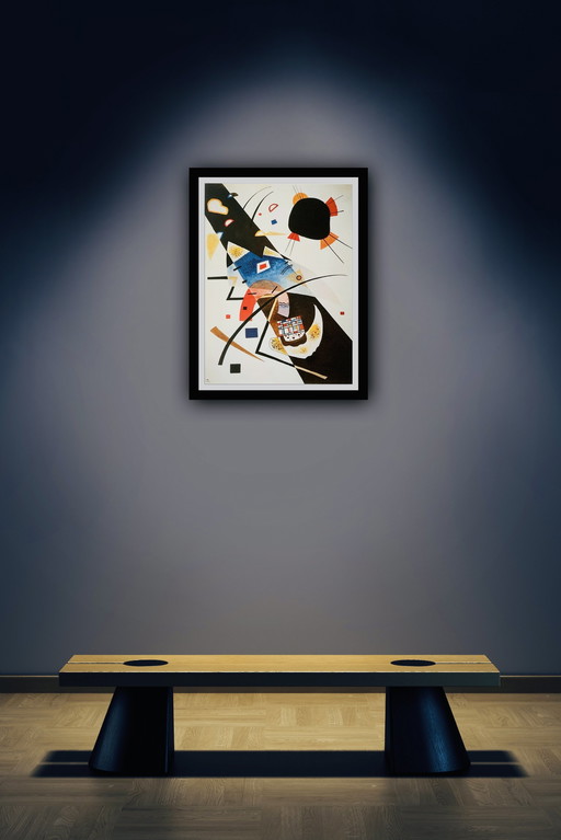 Wassily Kandinsky : "Deux Taches Noires, 1923". Signée dans la plaque. Lithographie offset couleur autorisée.