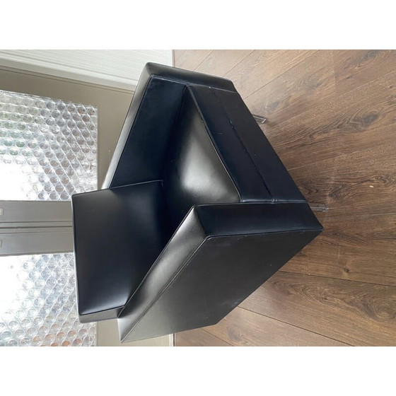 Image 1 of Fauteuil vintage noir et chrome, années 1950