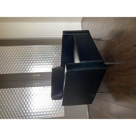 Image 1 of Fauteuil vintage noir et chrome, années 1950