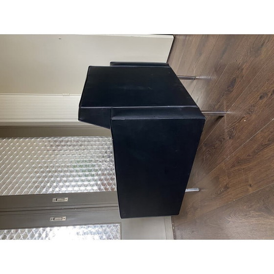 Image 1 of Fauteuil vintage noir et chrome, années 1950