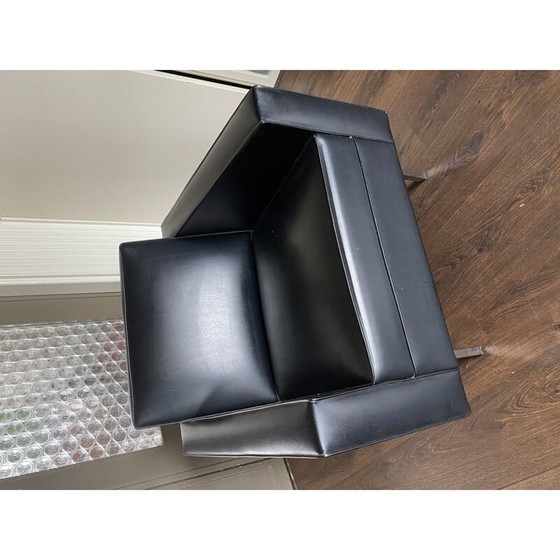 Image 1 of Fauteuil vintage noir et chrome, années 1950