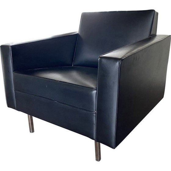 Image 1 of Fauteuil vintage noir et chrome, années 1950