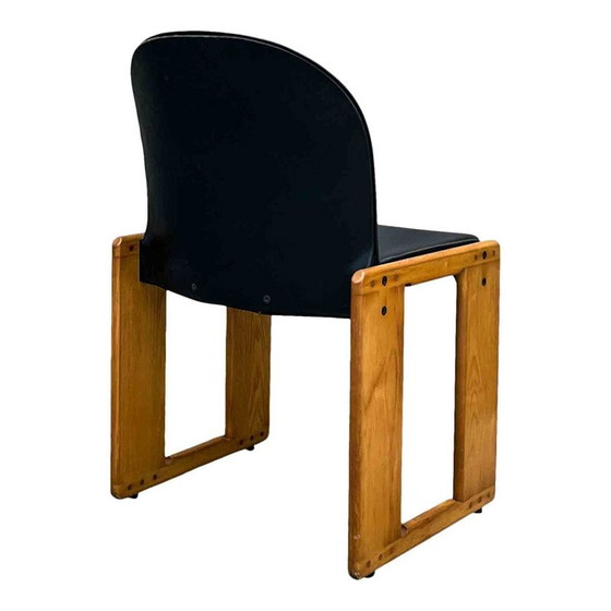 Image 1 of Ensemble de 4 chaises Dialogo vintage en cuir noir par Afra et Tobia Scarpa pour B&B Italia, 1973
