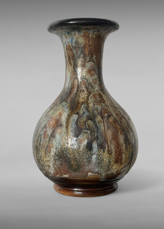 Image 1 of Vase Vintage Design Drip Glaze Roger Guerin, 1930S