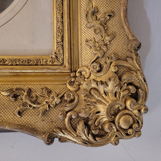 Image 1 of Noble portrait vintage avec cadre sculpté, France