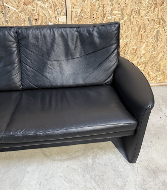 Image 1 of Vintage Leolux By Antipode Black Leather Sofa With Armchair