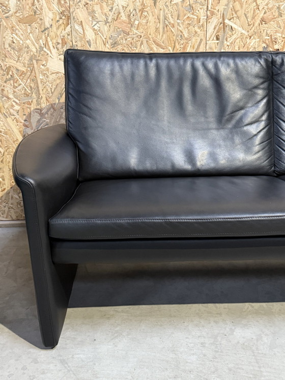 Image 1 of Vintage Leolux By Antipode Black Leather Sofa With Armchair