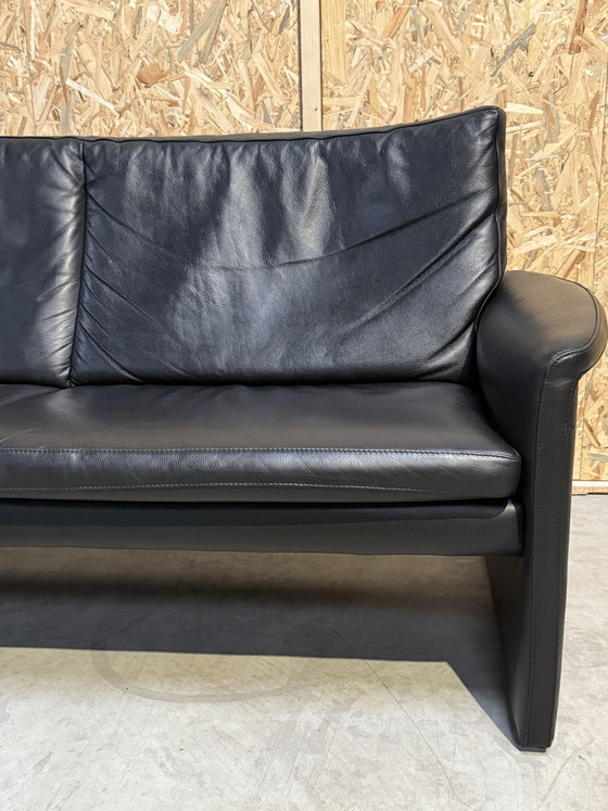 Image 1 of Vintage Leolux By Antipode Black Leather Sofa With Armchair