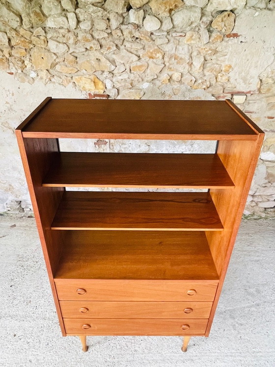 Image 1 of Vintage, bibliothèque en teck avec tiroirs, style scandinave 1960S