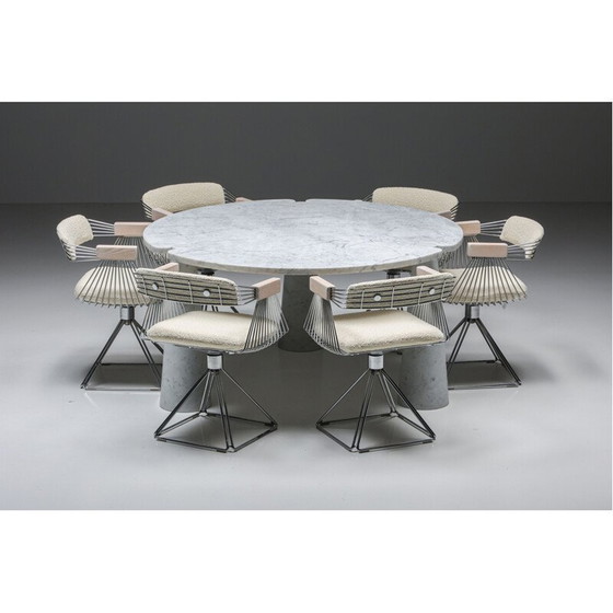 Image 1 of Table de salle à manger ronde en marbre vintage "Eros" par Angelo Mangiarotti, 1970