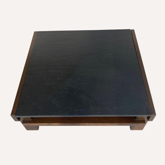 Image 1 of 1X Table basse moderniste brutale en pierre naturelle noire et grise Par Carl Straub, Allemagne, 1979