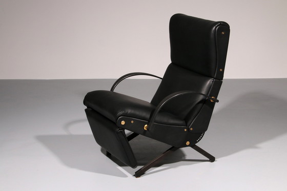 Image 1 of Italian Black Leather Adjustable P40 Relax Chair By Osvaldo Borsani Tecno.