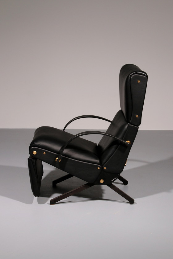 Image 1 of Italian Black Leather Adjustable P40 Relax Chair By Osvaldo Borsani Tecno.