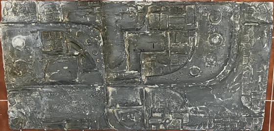 Image 1 of 1 X Sculpture en relief en fibre de verre, 1960S. Abstraction Brutaliste, Mur, Panneau