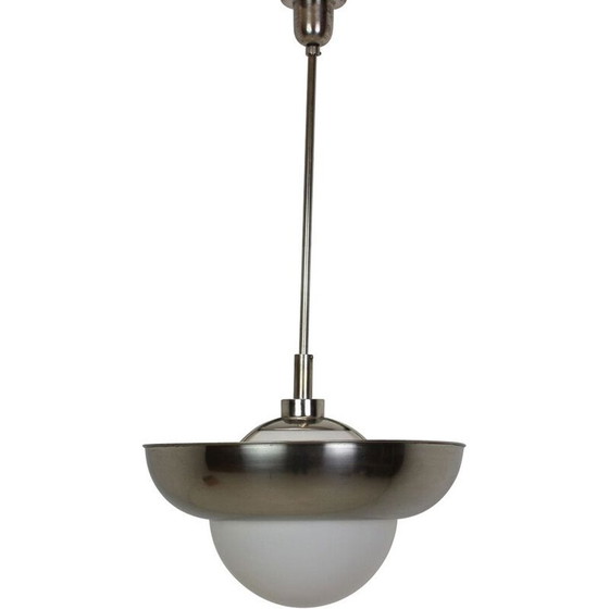 Image 1 of Lampe suspendue vintage art déco en métal et verre, Tchécoslovaquie 1930