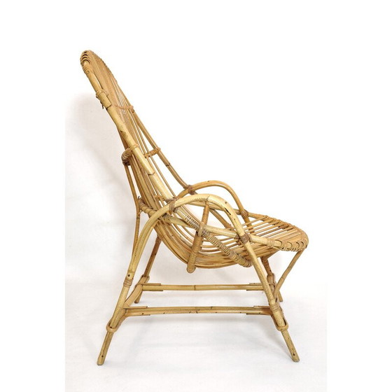 Image 1 of Fauteuil vintage en rotin avec accoudoir, 1960-1970