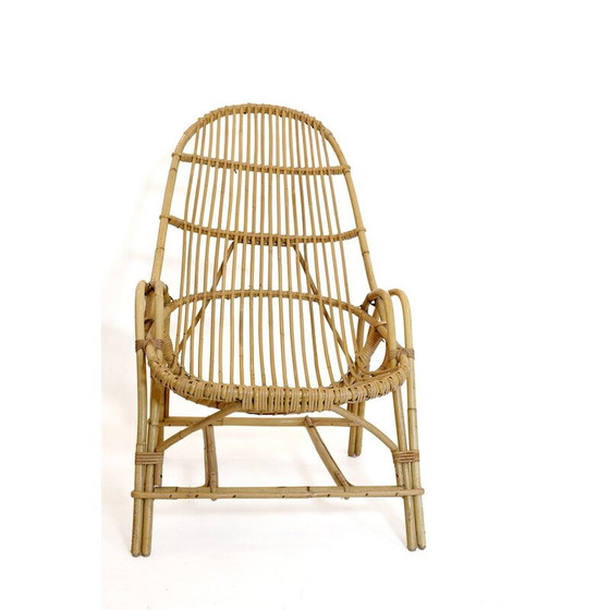 Image 1 of Fauteuil vintage en rotin avec accoudoir, 1960-1970