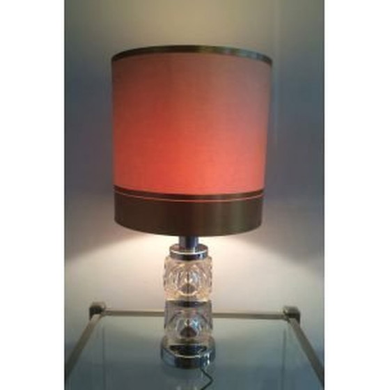 Image 1 of Paire de lampes de table vintage en verre et chrome,1960