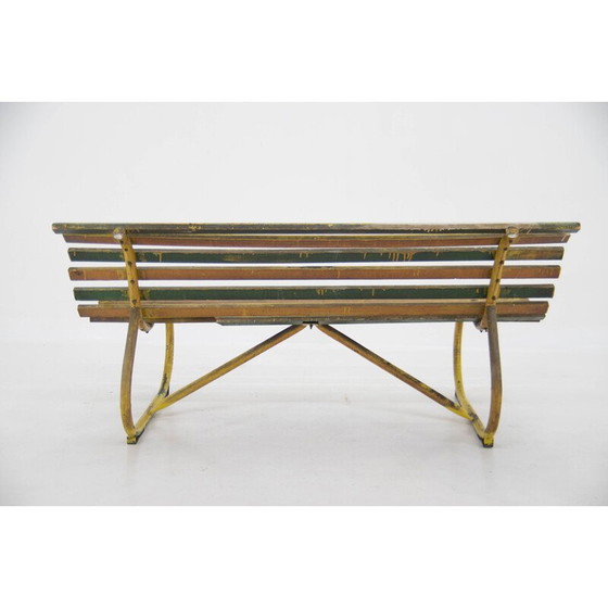 Image 1 of Banc vintage en bois et en fer, années 1920