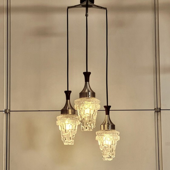 Image 1 of Lustre vintage brutaliste 3 points lumineux