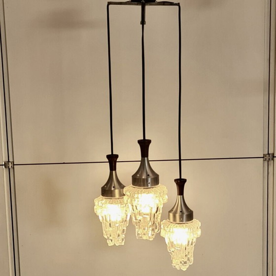 Image 1 of Lustre vintage brutaliste 3 points lumineux