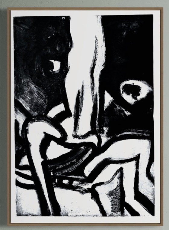 Image 1 of Bengt Lindstrom ( 1925-2008 ) Xxl Composition Abstraite En Noir Et Blanc / Mouvement Cobra