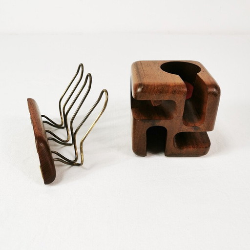 Porte-pipe vintage en teck, Suède 1960